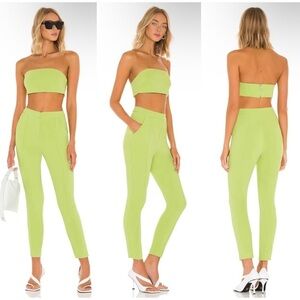 Superdown Remy Bandeau Pant Set in Lime Top S Pants M